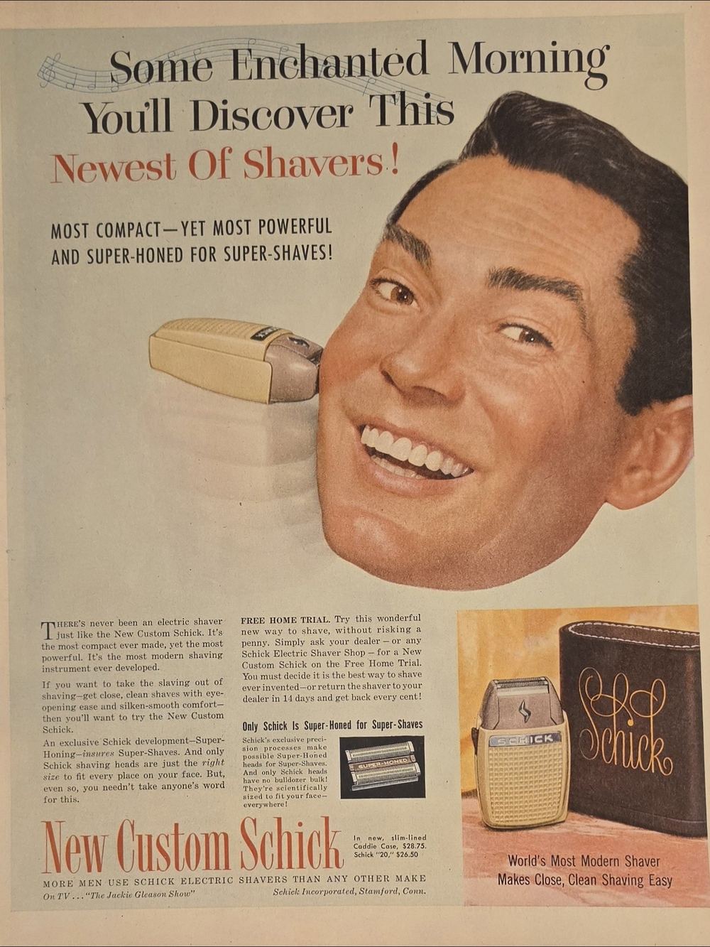 Vintage 1954 Mint Print Ad For Schick Cream Electric Shaver 8"×10